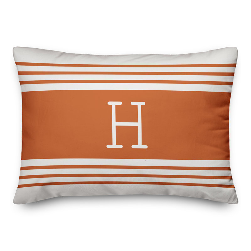 Striped Throw Pillow, H, Orange