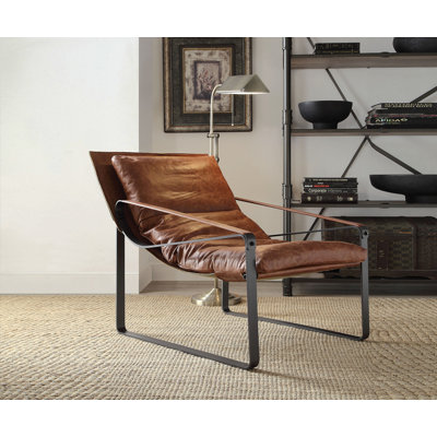 Quoba Cocoa Top Grain Leather Accent Chair