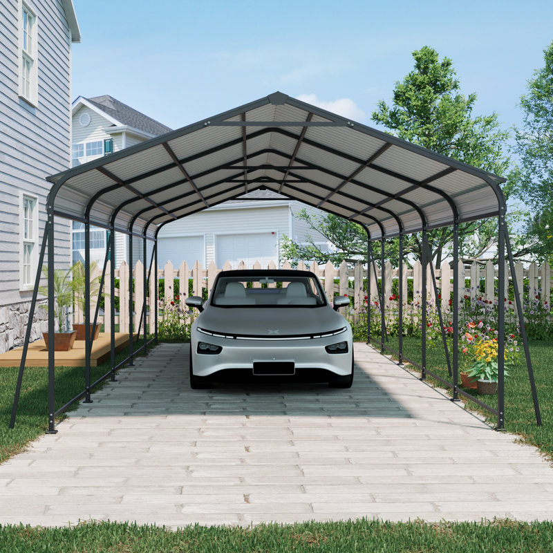 13x26.5 Metal Heavy Duty Carport Outdoor Canopy Large Garage with Galvanized Steel Roof and Frame for Driveway Car,Truck