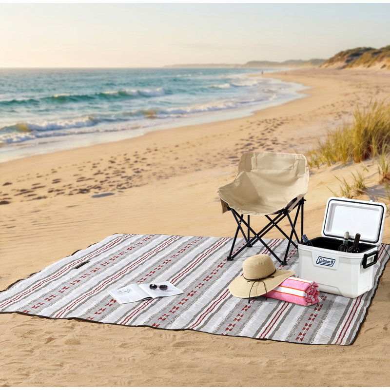 Coleman Oversized Portable Travel Blanket Water Resistant 80" x 80" for Indoor Outdoor Multi-Use, Dasha Plaid Tan Geometric