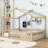 Vonie Wood Daybed with Roof and Slats-656567933-656634593