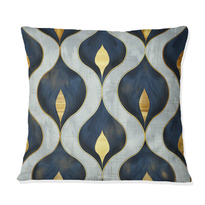Coussin moderne bleu et doré Ogee Patten IV