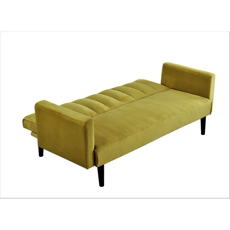 Daundry W72*D38.6*H24 72'' Velvet Convertible Sofa, Yellow Velvet