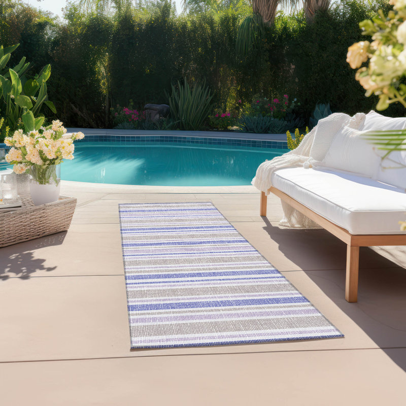 Kinslee Washable Striped Indoor / Outdoor Rug, Runner 2'3" x 7'6"