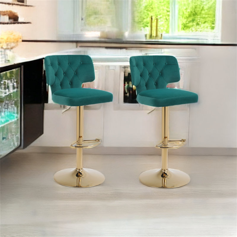 Tabouret à hauteur réglable Jeimmy, Émeraude