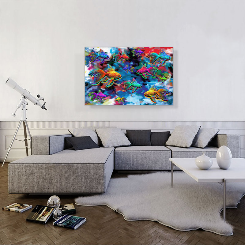 " Goldfish Freshwater Aquarium Fishes Rectangle ", 26" H x 40" W x 1.5" D