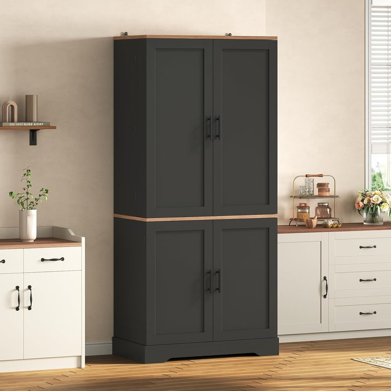 Armoire de cuisine 70,9 "avec tiroir et portes, Noir