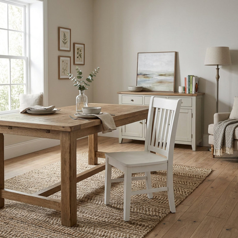 Ensemble de table de salle à manger en lin et bois d'hévéa