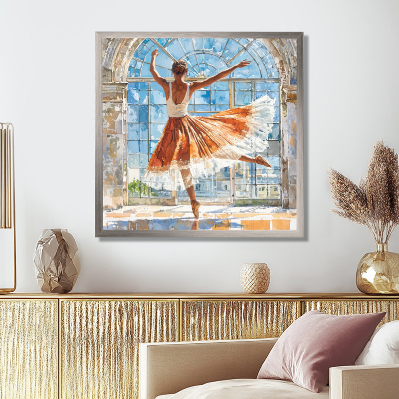 «Dancer Majestic Elegant Form - Ballet», reproduction sur toile, H 30 po x l 30 po, Reproduction encadrée, Argent argent