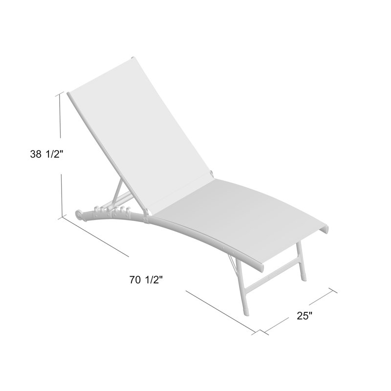 Vivere Stackable Aluminum Clearwater Lounger Set with Premium Phifertex Fabric (265 lb Capacity), Navy Blue