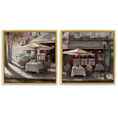 City Restaurant Sidewalk Seating 2 Piece Framed Floater Canvas Set, design by T.C. Chiu
