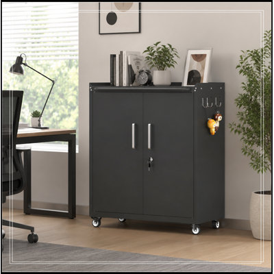 Armoire de rangement roulante en métal avec serrure et 2 clés