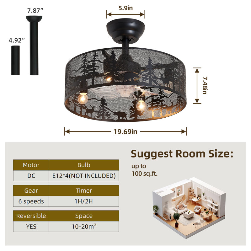 Ventilateur de plafond 17,7 "Black Forest, Black
