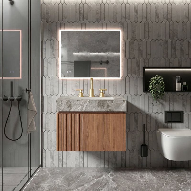 Armoire de salle de bain flottante Mid-Century