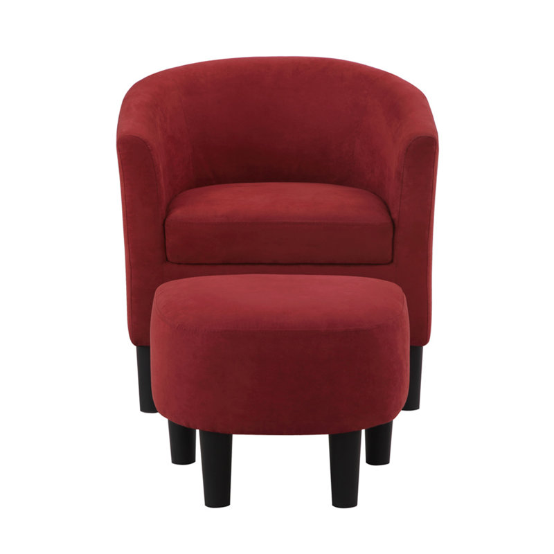 Fauteuil demi-tonneau avec repose-pieds Anges, Microfibre rouge