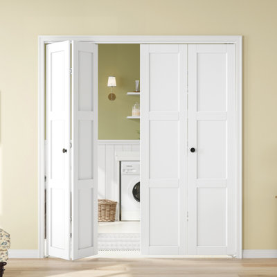 3 Panel Manufactured Wood Bifold Sliding Barn Door With Installation Hardware Kit