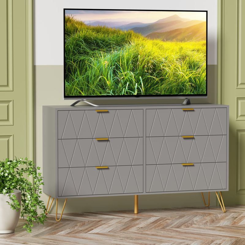 Commode 6 tiroirs 47,24 po Marable, Gris