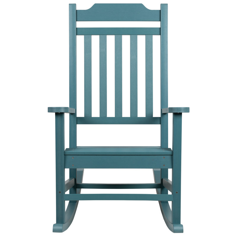 Teal All-Weather Poly Resin Wood Rocking Chair