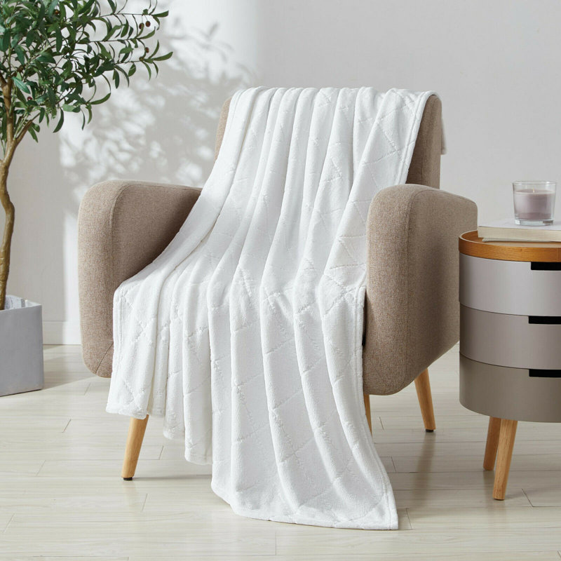 Jeté en molleton ultra doux, Blanc