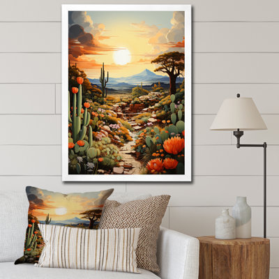 Orange vert cactus calme - impression sur toile florale et botanique