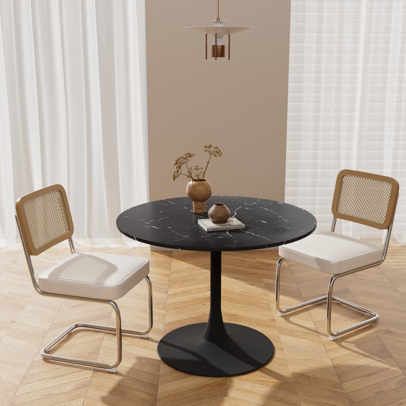 Elegant Dining Table Set for 2, Black, Beige