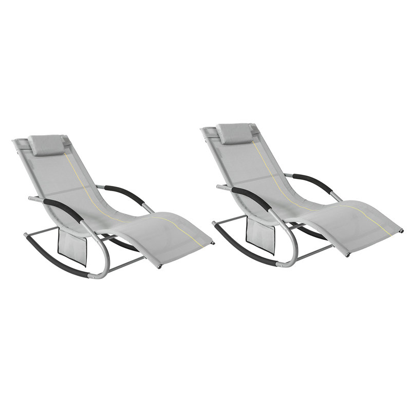 Flendersen 150cm Long Chaise Lounge Set with Cushions, Grey