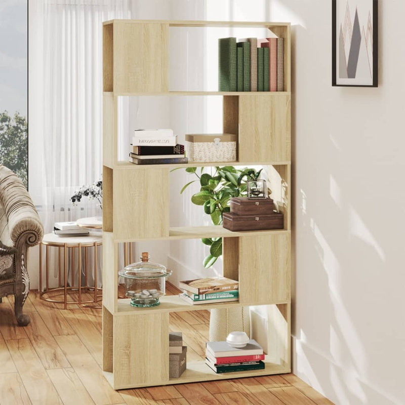 Cashe Bookcase, (5 Shelves) 155cm. H x 80cm. W x 24cm. D, Sonoma Oak
