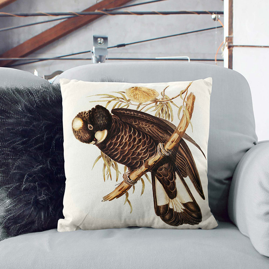 Baudin's Cockatoo by Elizabeth Gould Cushion with Filling