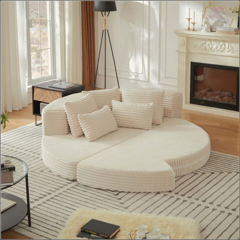 Canapé-lit 2-en-1 Corduroy, Beige