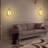 9.8In Round Alabaster Wall Sconce Equipped With LED Bead Light Source, No Harsh Glare From The Sides Matte Black-167361716