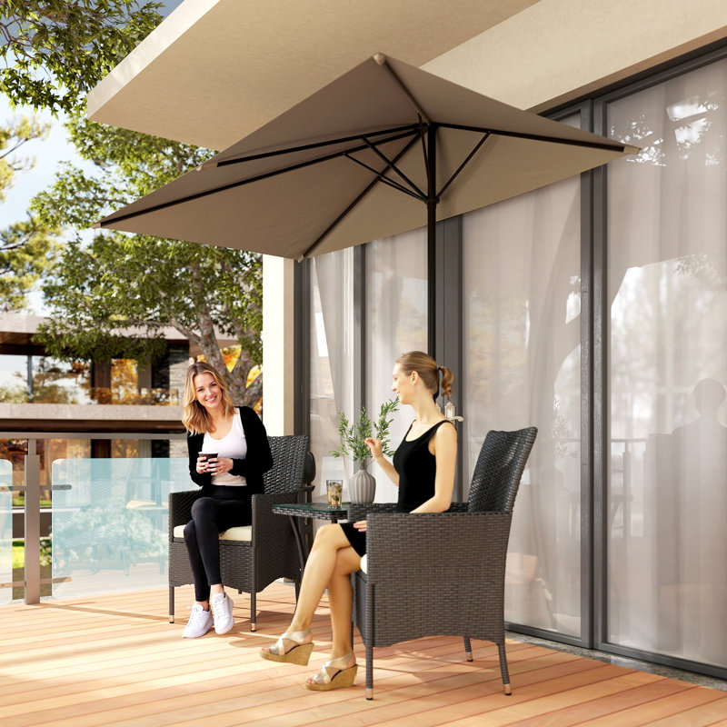 Parasol pour terrasse 8 pi demi-parasol, Café