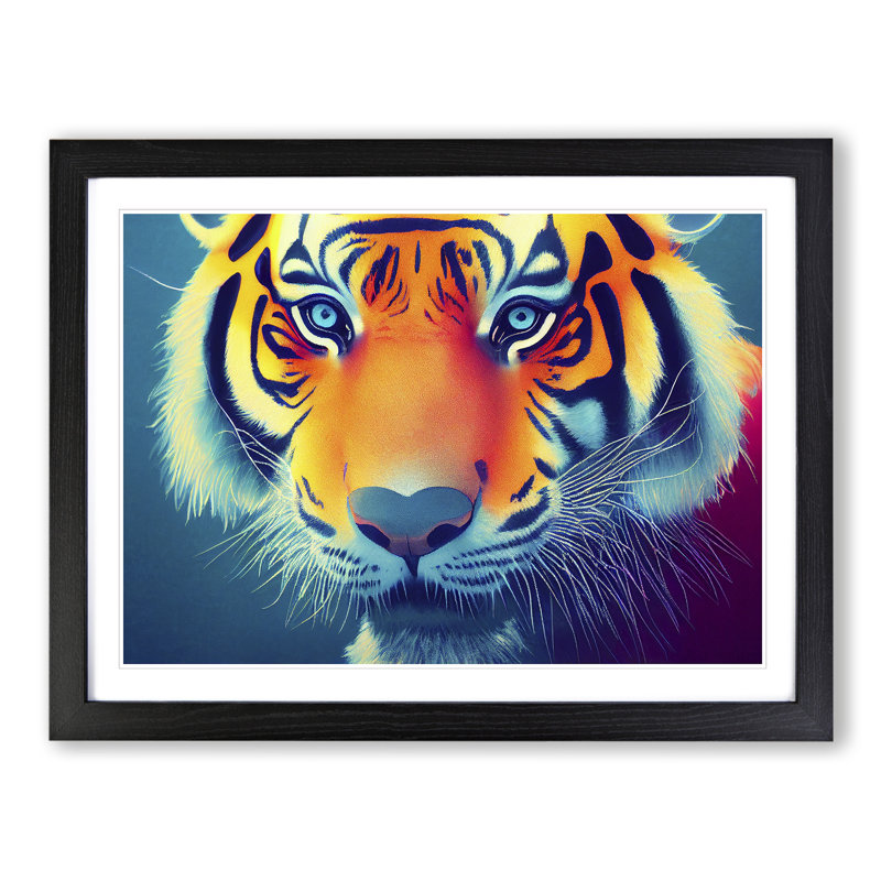 Tiger Colours Vol.3 - Single Picture Frame Print, 34cm H x 46cm W x 2cm D, Black Framed