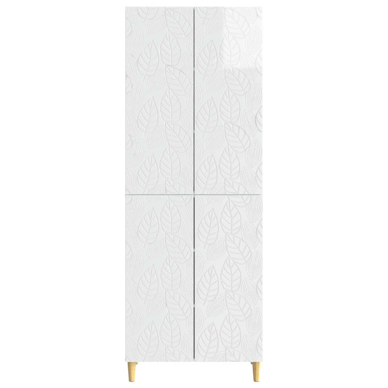 4 -Door 4 -Shelf Storage Cabinet, High Gloss White