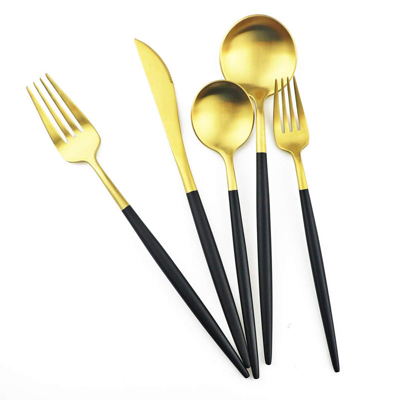 Ensemble de couverts Royal matte en acier inoxydable noir, service de 20 pièces pour 4