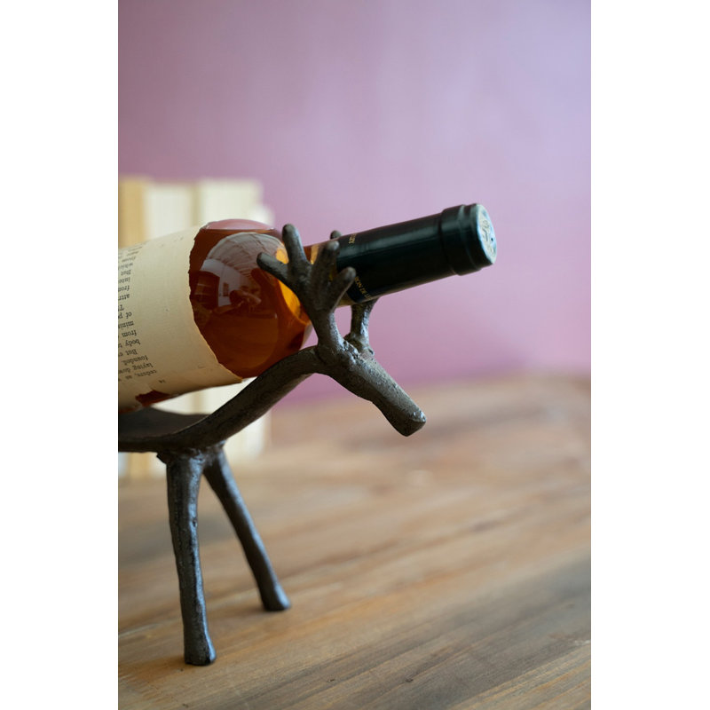  Porte-bouteille de vin décoratif en fonte - renne - 11 po de hauteur