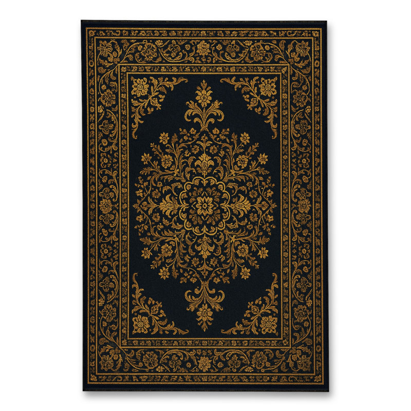 Tapis tissé orange traditionnel Mosso, 3'11" x 5'11"
