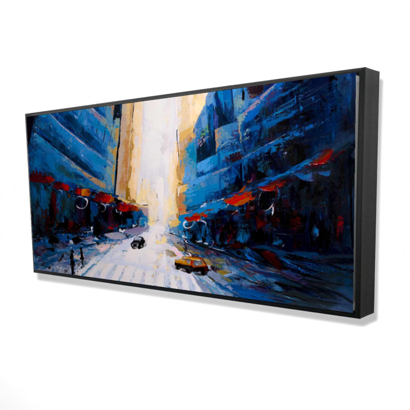 Blue Asymmetrical Street Print On Canvas, H 24 po x l 48 po