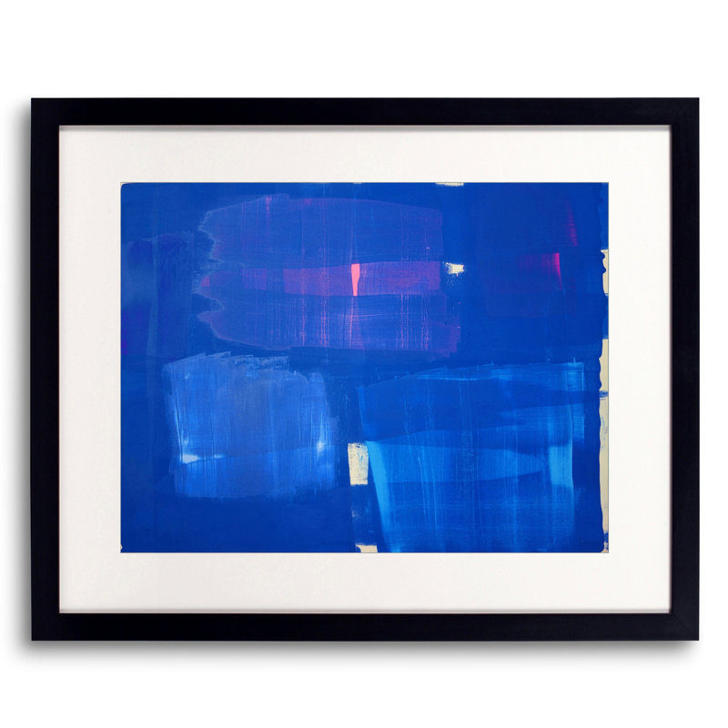 Sans titre 1705 par Drew Gaffney, Blanc, H 26 po x l 32 po x P 1,25 po, Papier avec cadre simple noir