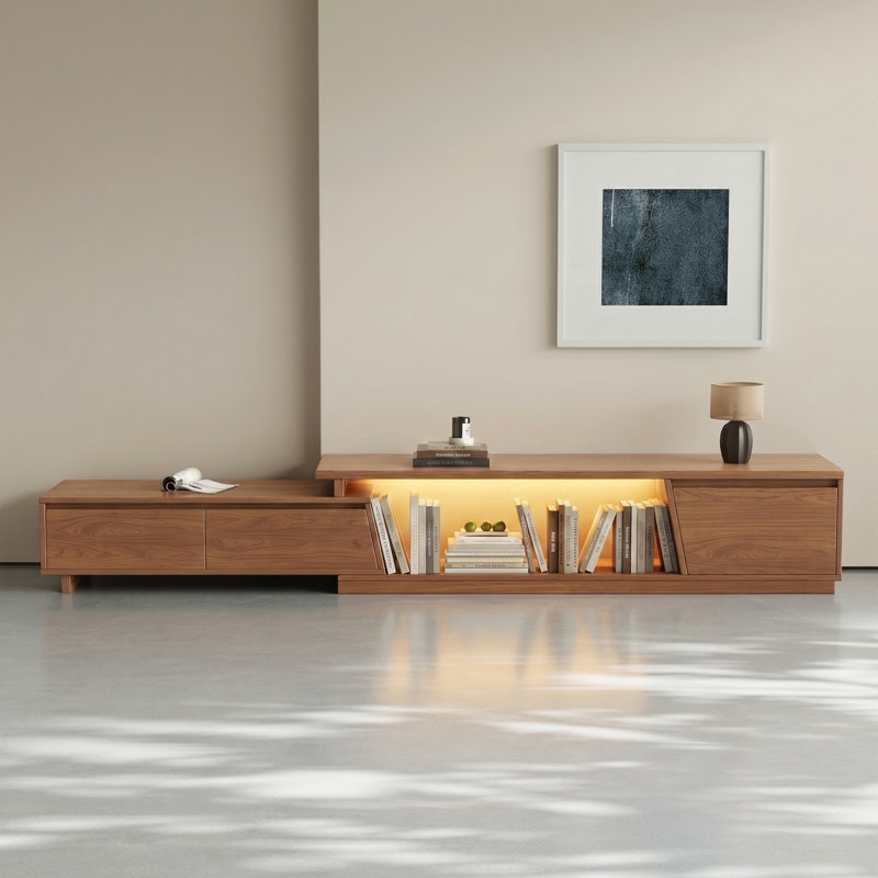 Modern Extendable TV Stand with LED Lights Media Console for TVs up to 110''