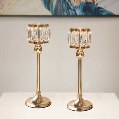 2 bougeoirs candélabres en cristal