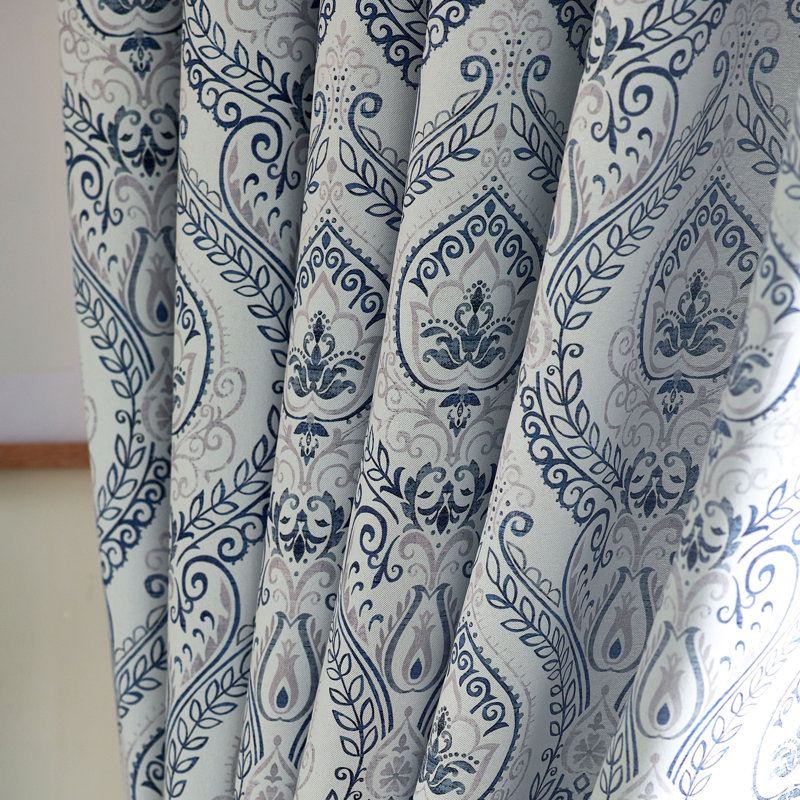 Apolinaras Victoria Ring Top Eyelet Curtains, Blue, 168cm Width x 229cm Drop