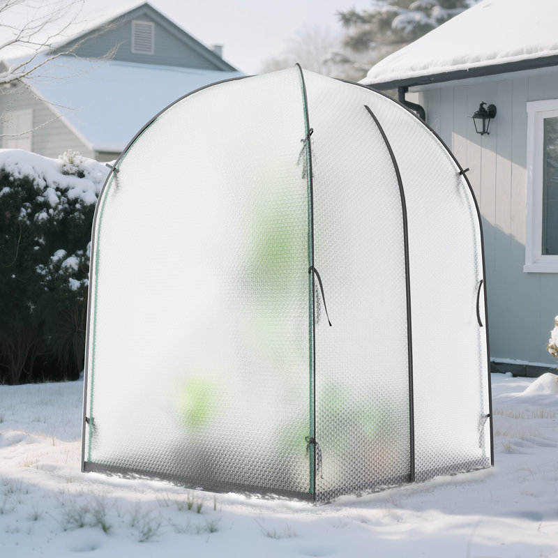 Portable Walk-In Greenhouse For Outdoors, With Durable Bubble Film Cover And Zippered Door, 75" H x 59" W x 59" D