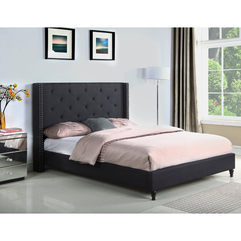 Anthelme Upholstered Bed, King, Black