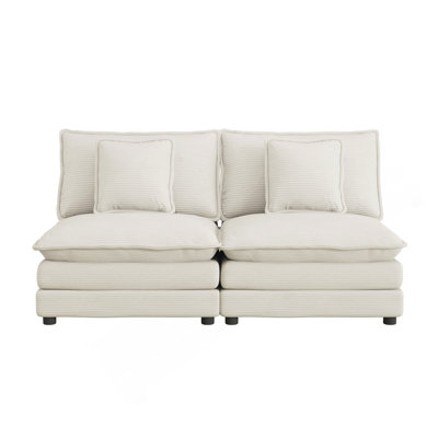 70.8" Modern Sofa Modular Sofa Couch Upholstered Corduroy Sofa With Two Pillows For Living Room, Beige