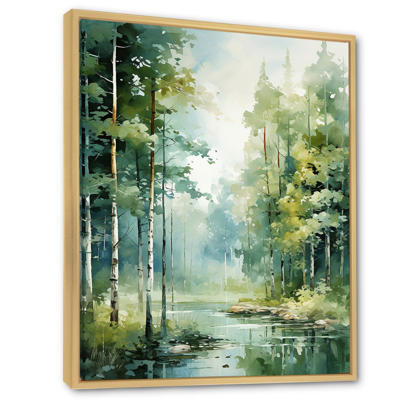Tranquil Shadows Green Forest II - reproduction sur toile, Cadre naturel flottant, H 40 po x l 30 po x P 1,5 po