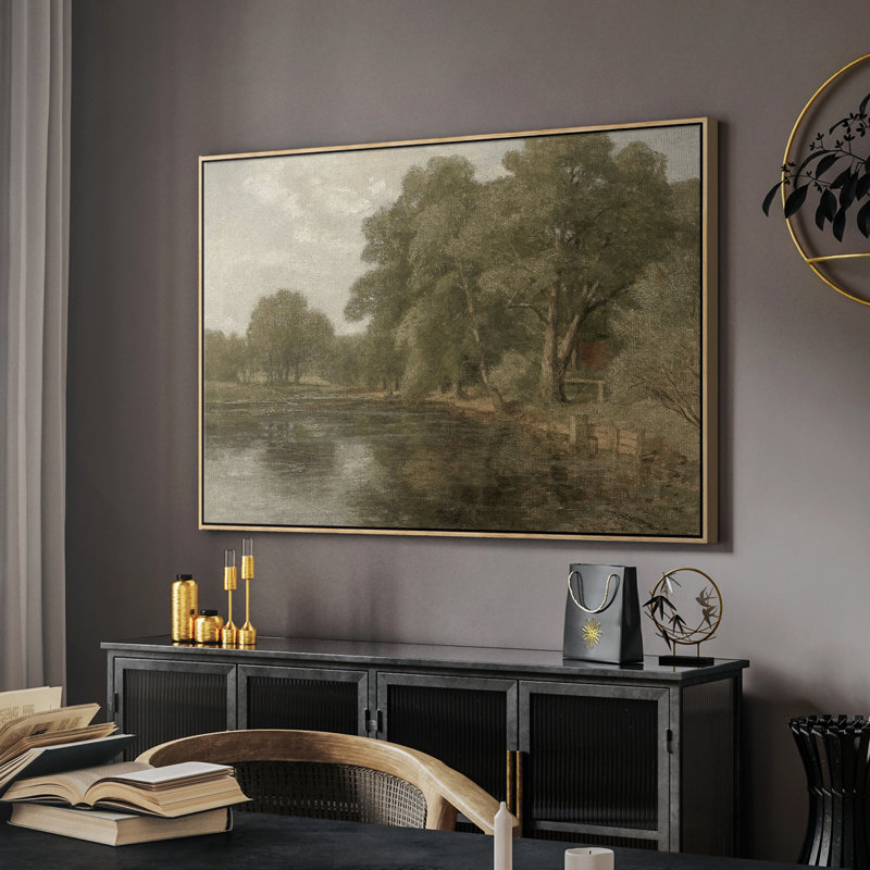 Paysage rétro - DCCV III, H 25 po x l 37 po x P 2 po, Toile naturelle avec cadre flottant