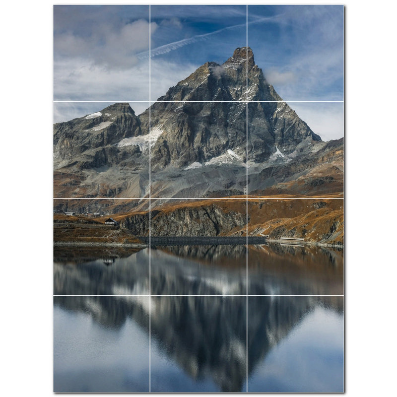 Murale décorative en céramique 12 po x 12 po Mountains Photo