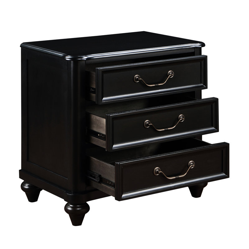 Table de chevet 3 chambres en brun anthracite, attrait classique 3 tiroirs et design envoûtant