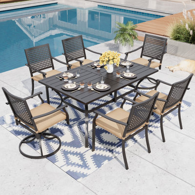 Williamsburg 6 - Person Patio Dining Set with Rectangular Table , Cushions Included