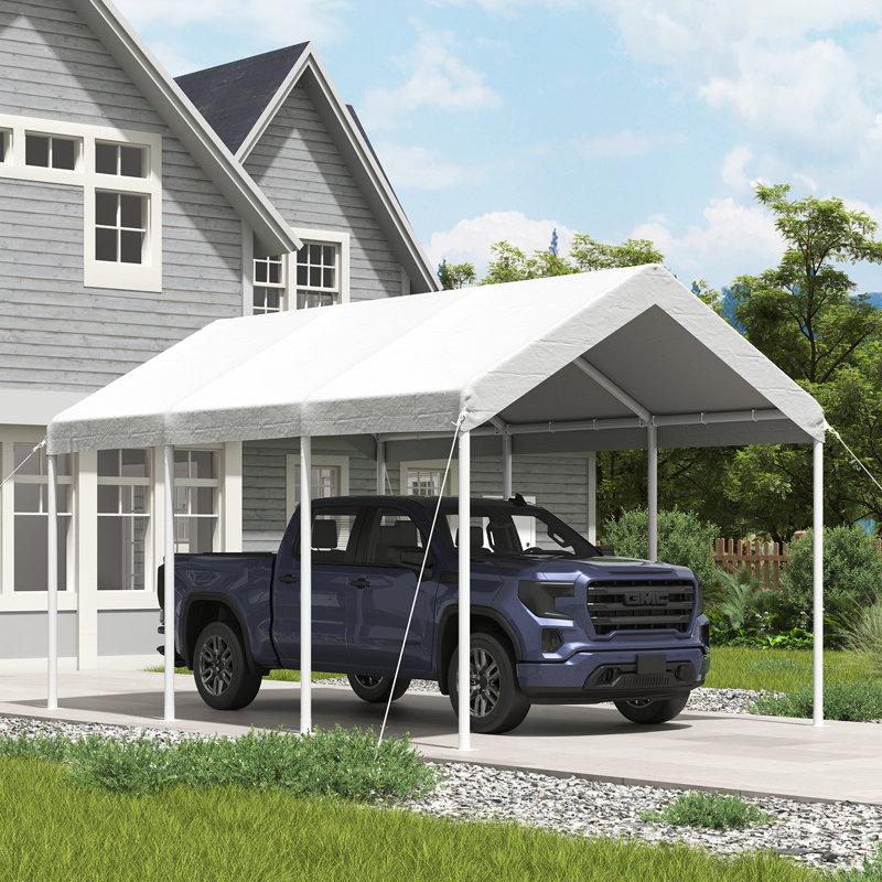 Abri d'auto 10 x 20 pi avec hauteur réglable, Blanc
